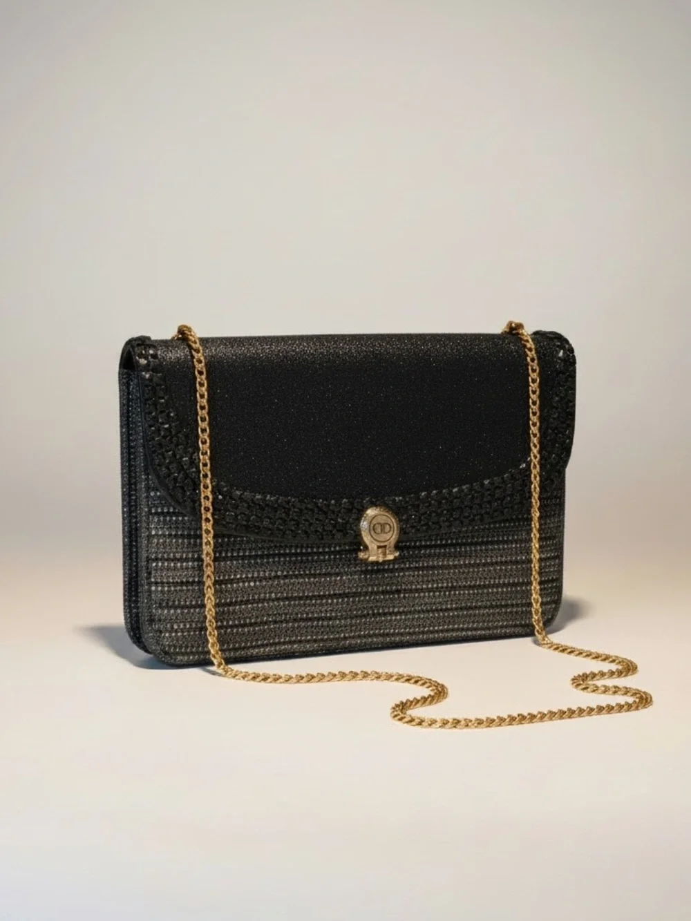 Christian Dior Stingray Python Crystal Flap Gold Chain Crossbody Clutch - Picture 3 of 7